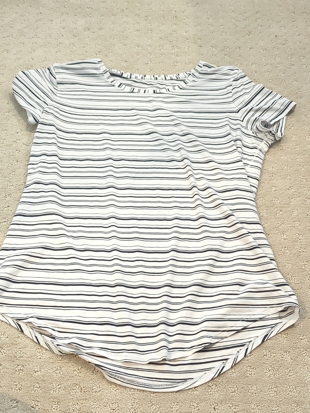 lululemon athletica White Tee with Black Stripes - Short Sleeve